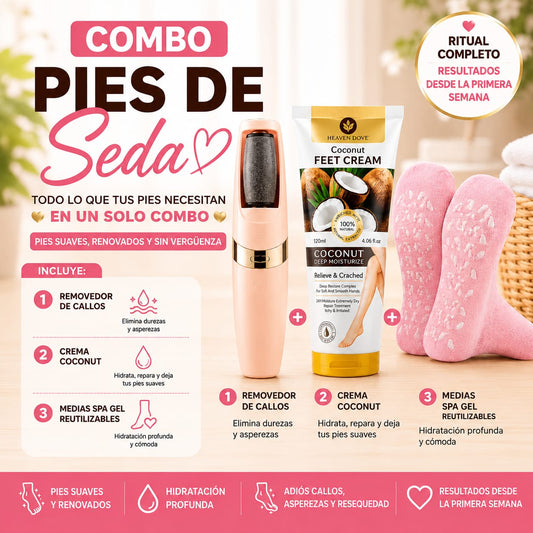 Combo Pies de Seda: Removedor eléctrico + Medias Spa Reutilizable + Crema hidratante Gratis